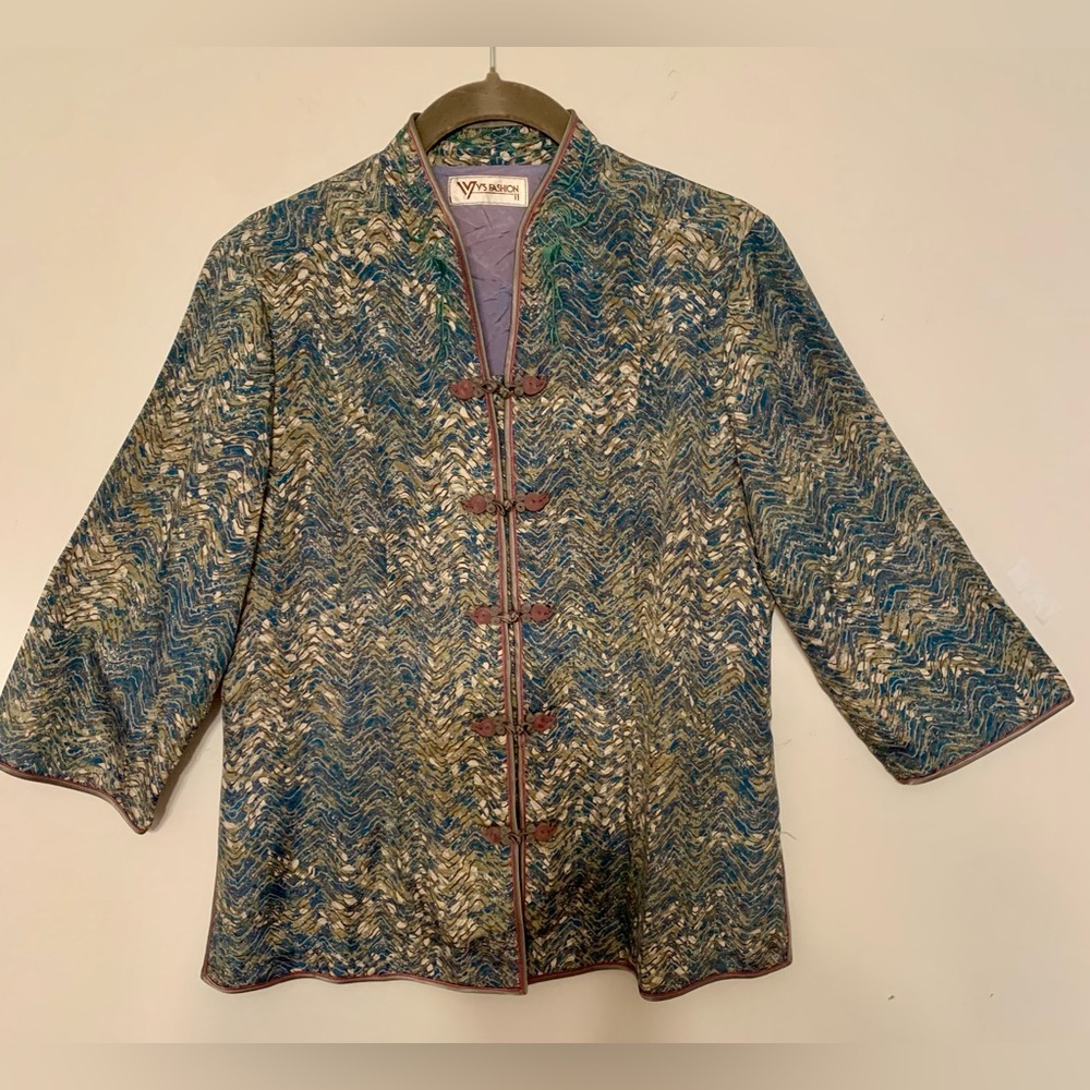 Vintage  Blue and Gold Women's Jacket by Vy’s size M